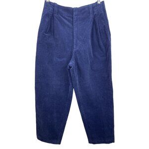 Marni Uniqlo Navy Blue Corduroy Pants Pleated Wide Leg Elastic Waist Size Large